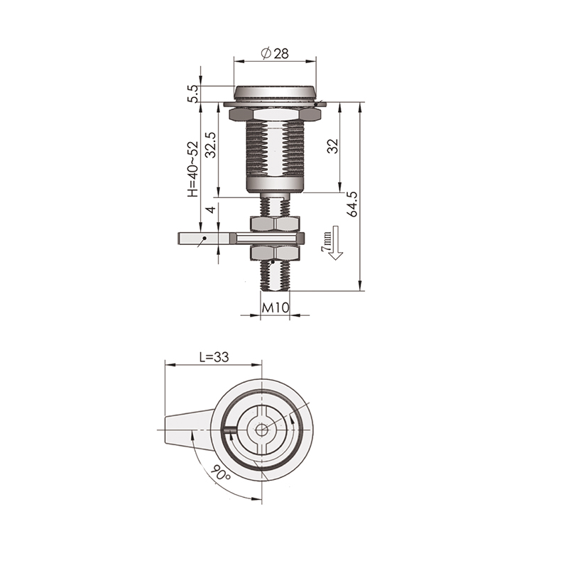 MS816-3F-1 قفل سیلندر 8 میلی متری فشاری مربع MS816-3F-1 قفل سیلندر 8 میلی متری فشاری مربع